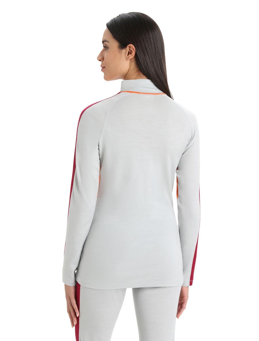 Icebreaker Merino 200 Sonebula Long Sleeve High Neck Thermal Top Naisten Base Layers Oranssi Harmaat | FI 1856UZGT